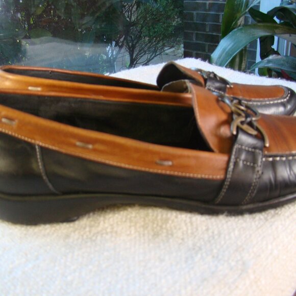 Sesto Meucci Leather Slip On Loafers Black/Brown Size 8 - Picture 6 of 10